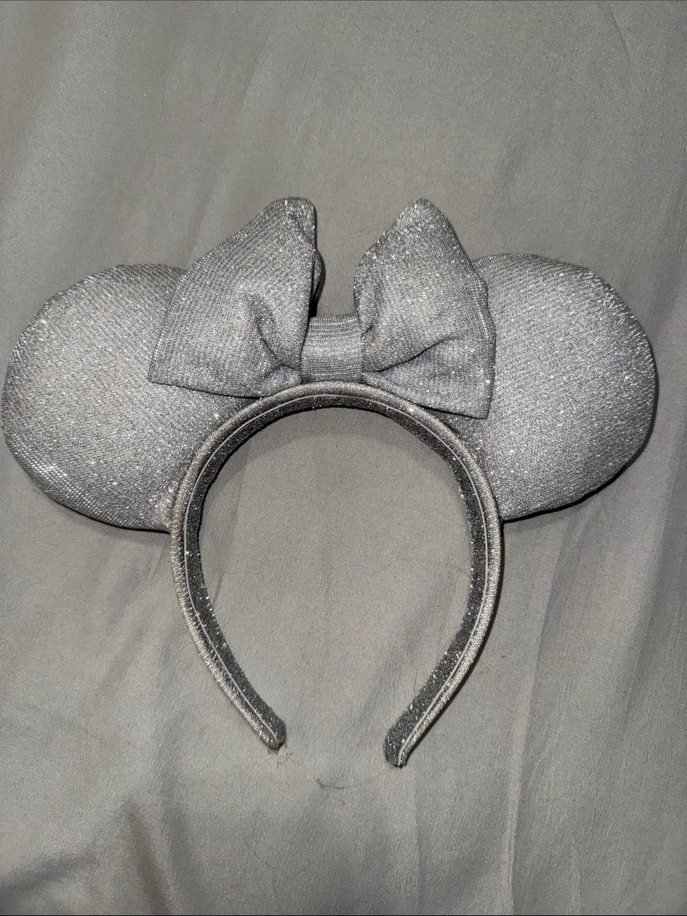 Disney Silver Glitter Minnie Ear Headband with Bow - Kids Accessories